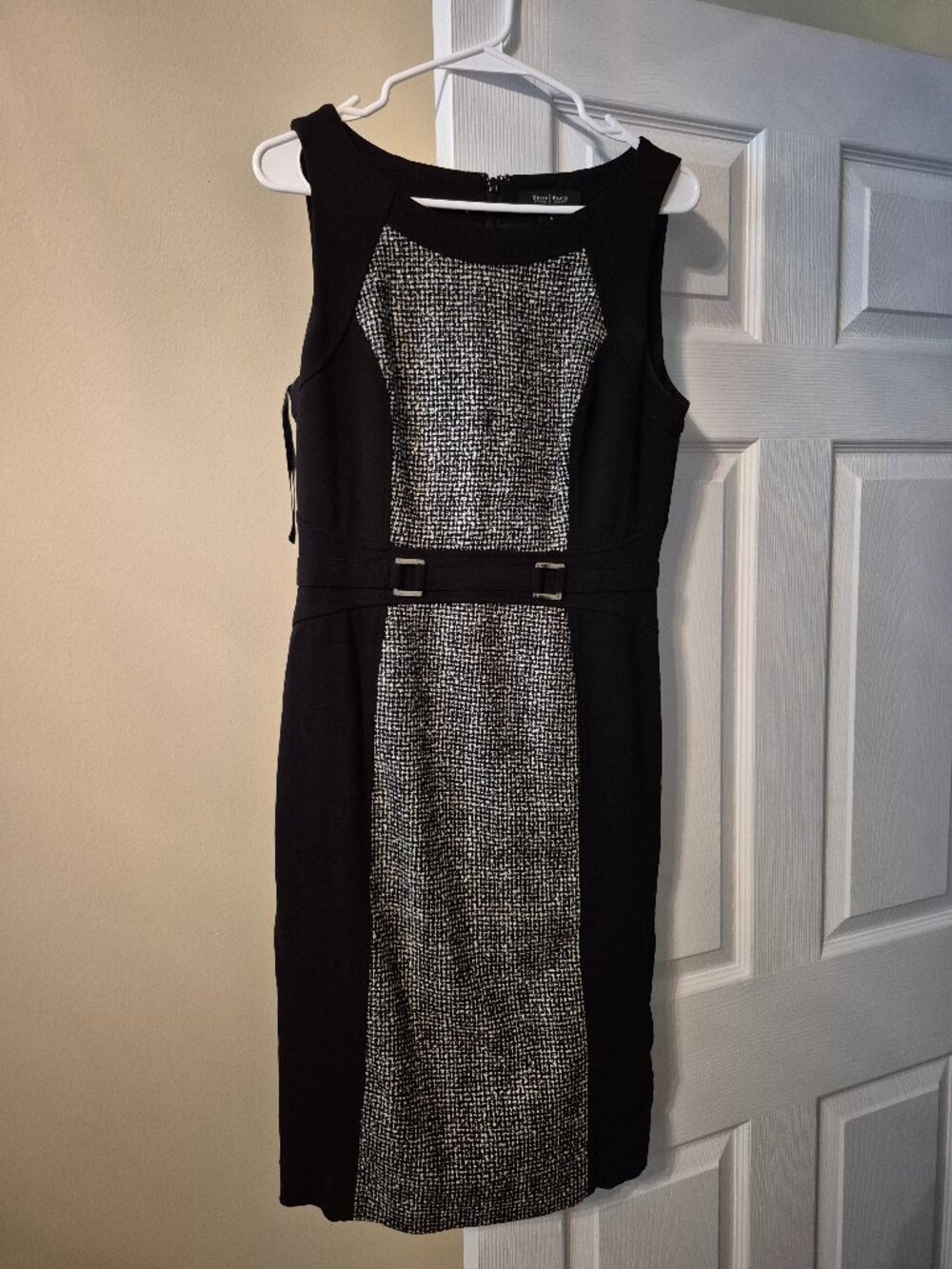 White House Black Market sleek classy black plaid dress